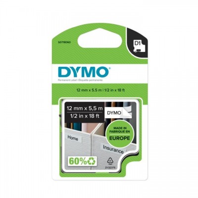 Nastro DYMO laminato nero su bianco S0718060 16959 12mm x 5,5m, Poliestere-D1-