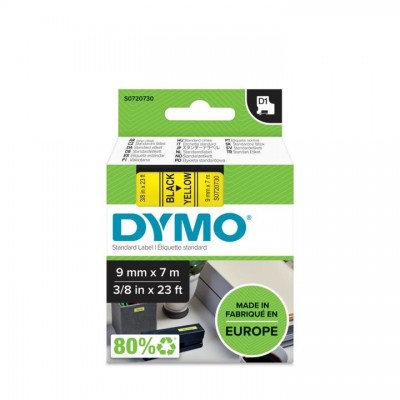 Nastro DYMO laminato nero su giallo S0720730 40918 9mm x 7m, standard D1