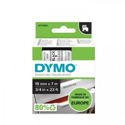 Nastro DYMO laminato nero su trasparente S0720820 45800 19mm x 7m, Standard-D1-ruolo