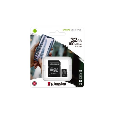 Micro SDHC Kingston 32GB  Canvas Select Plus + Adattatore SDCS2 32GB