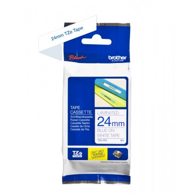 Nastro Brother Laminato Blu Su Bianco TZe-253 TZ-253 24mm x 8m