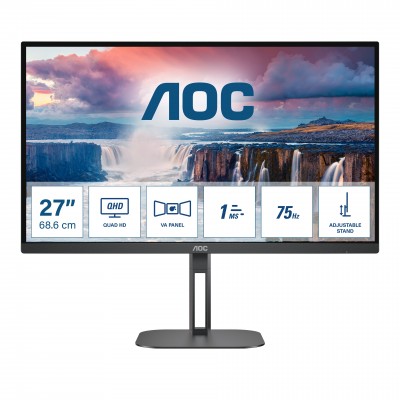 Monitor AOC Q27V5N BK 27'' QHD VA HDMI DisplayPort Free-Sync Pivot HDR LED Nero