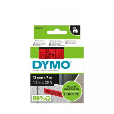 Nastro DYMO laminato nero su rosso S0720570 45017 12mm x 7m, Standard-D1-ruolo