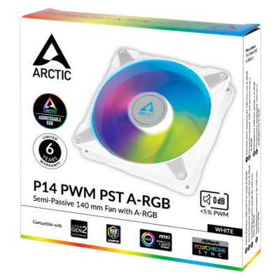 Ventola Arctic P14 PWM PST A-RGB Bianco 140mm