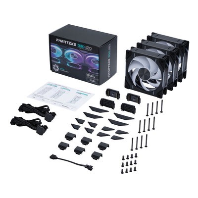 Ventola PHANTEKS D30 PWM Regular Airflow D-RGB Kit da 3 120mm Nero - SPEDIZIONE IMMEDIATA