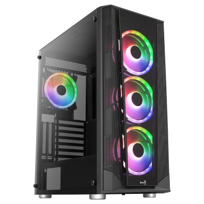 Case Aerocool Prism ARGB Midi-Tower Vetro temperato nero