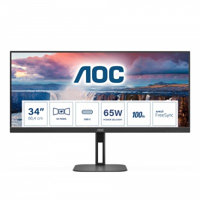 Monitor AOC U34V5C BK 34'' WQHD VA USB-C LED Nero