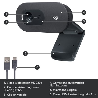 Webcam Logitech C505 Nero