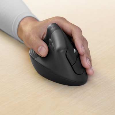 Mouse Logitech Lift for Business wireless ergonomico in grafite a sinistra