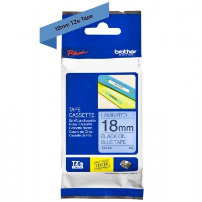 Nastro Brother Laminato Nero Su Blu TZe-541 TZ-541 18mm x 8m