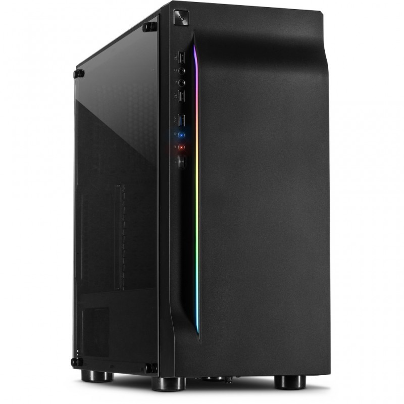 Case Inter Tech A-3411 Creek Midi-Tower RGB Vetro Temperato Nero