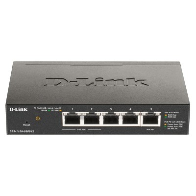 Switch D-Link  DGS-1100-05PDV2 Gigabit Ethernet 10 100 1000 Supporto Power over Ethernet (PoE) Nero