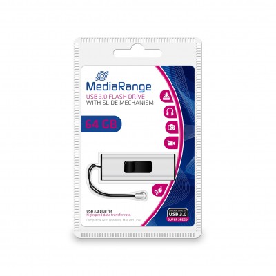 Pendrive MediaRange 64 GB USB A 3.2 argento nero