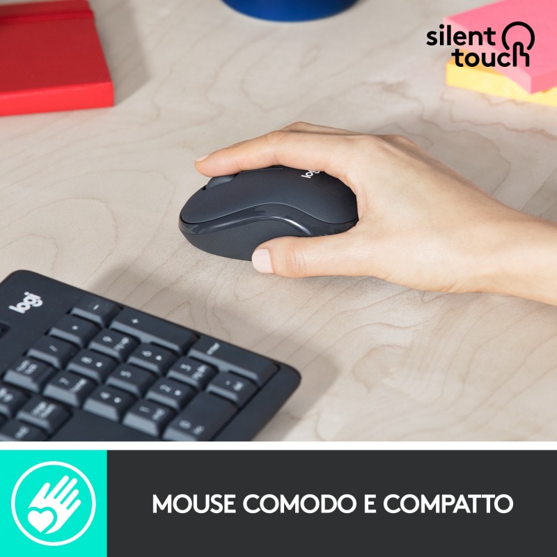 Tastiera Logitech MK295 Silent Wireless Combo RF QWERTY Italiano Nero