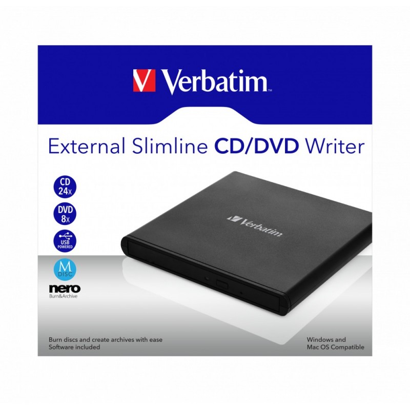 Masterizzatore Esterno Verbatim CD DVD Slimline