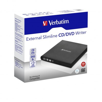 Masterizzatore Esterno Verbatim Slimline CD DVD Nero