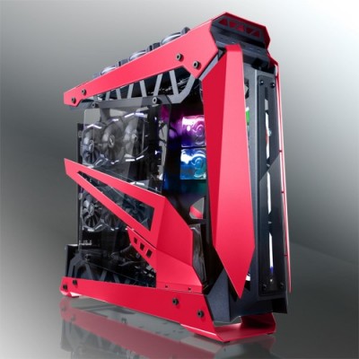 Case RAIJINTEK NYX PRO Showcase Big-Tower vetro temperato Nero rosso