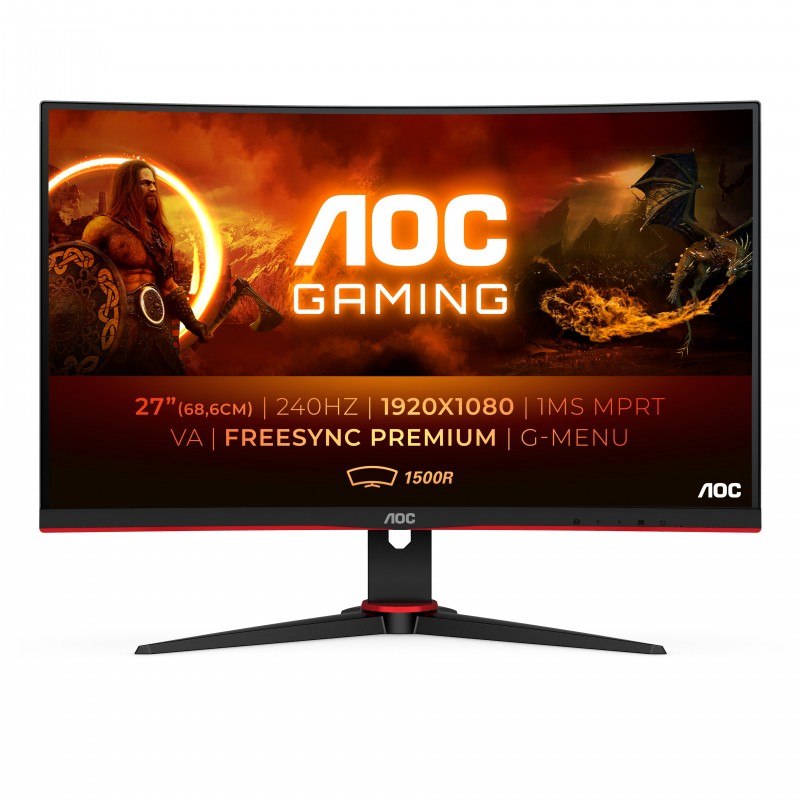 Monitor AOC C27G2ZE BK 27'' FullHD VA Curvo HDMI DisplayPort Nero Rosso