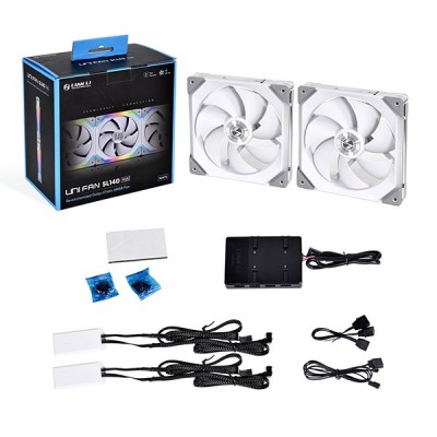 Ventola Lian Li UNI SL140 RGB PWM kit da 2 con controller 140mm Bianco