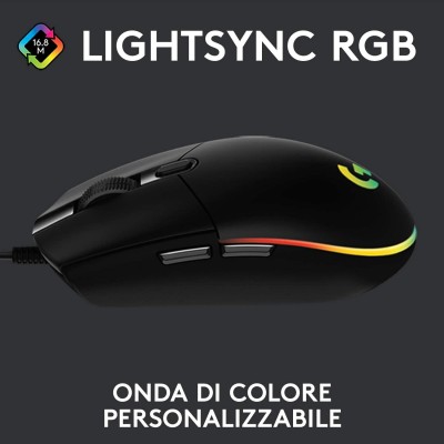 Mouse Logitech G203 Lightsync Gaming Nero