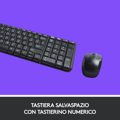 Tastiera Logitech MK220 RF Wireless QWERTY Italiano Nero