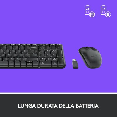 Tastiera Logitech MK220 RF Wireless QWERTY Italiano Nero