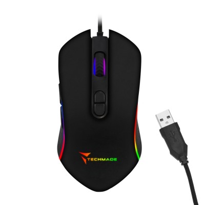 Mouse Techmade TM-PG-64 Ambidestro USB tipo A 3200 DPI