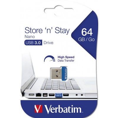 Pendrive Verbatim Store 'n' Stay NANO USB 3.0 64 GB Blu