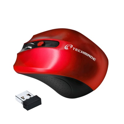 Mouse TECHMADE OTTICO WIRELESS USB ROSSO