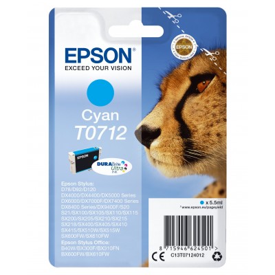 Cartuccia Epson d'inchiostro ciano C13T07124012 T0712 ~345 pagine 5,5ml