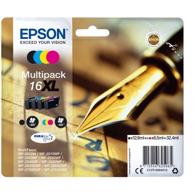 Multipack Epson nero   ciano   magenta   giallo C13T16364012 T1636 4 cartucce d'inchistro XL T1631 + T1632 + T1633 + T1634