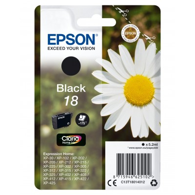 Cartuccia Epson d'inchiostro nero C13T18014012 T1801 ~175 pagine 5,2ml standard