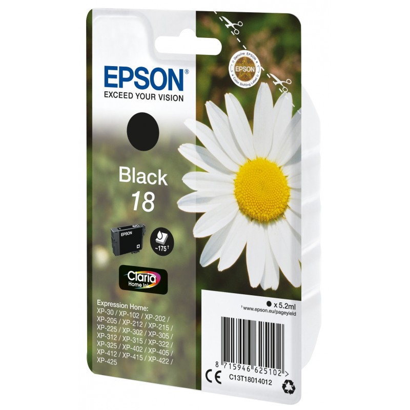 Cartuccia Epson d'inchiostro nero C13T18014012 T1801 ~175 pagine 5,2ml standard