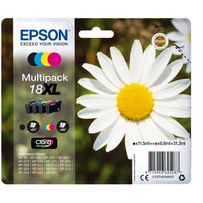 Multipack Epson nero   ciano   magenta   giallo C13T18164012 T1816 4 cartucce d'inchiostro XL T1811 + T1812 + T1813 + T1814