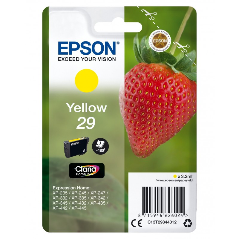 Cartuccia Epson d'inchiostro giallo C13T29844012 T2984 ~180 pagine 3,2ml C13T29844010