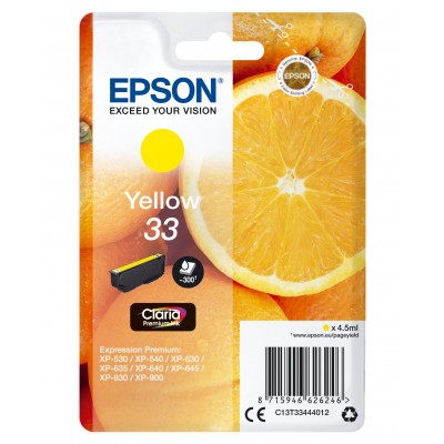 Cartuccia Epson d'inchiostro giallo C13T33444012 T3344 ~300 pagine 4,5ml