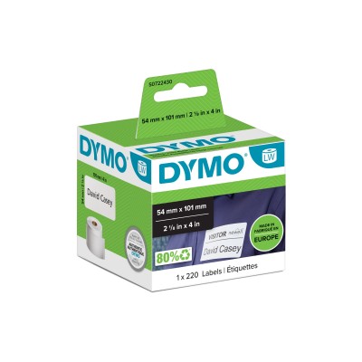 Etichette DYMO S0722430 99014 in carta per spedizioni, 101x54mm, bianco, 1x220 pezzi.