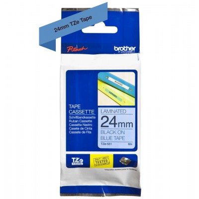 Nastro Brother Laminato Nero Su Blu TZe-551 TZ-551 24mm x 8m