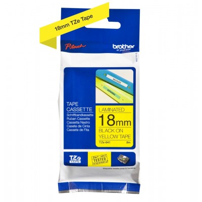 Nastro Brother Laminato Nero Su Giallo TZe-641 TZ-641 18mm x 8m