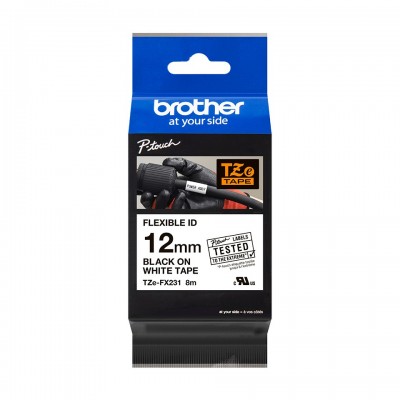 Nastro Brother Laminato Nero Su Bianco TZe-FX231 TZ-FX231 12mm x 8m