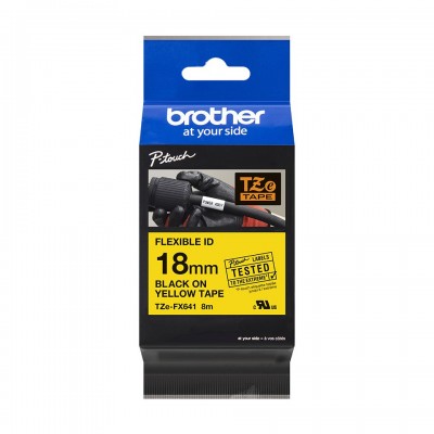 Nastro Brother Laminato Nero Su Giallo TZe-FX641 TZ-FX641 18mm x 8m