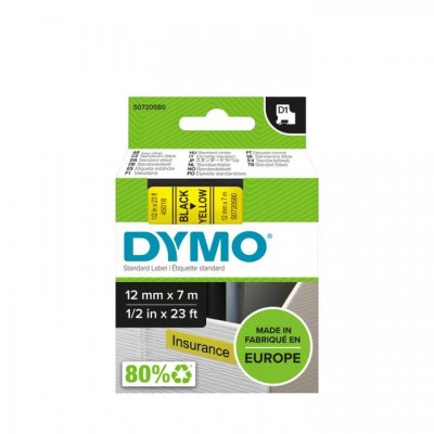 Nastro DYMO laminato nero su giallo S0720580 45018 12mm x 7m, Standard-D1-ruolo