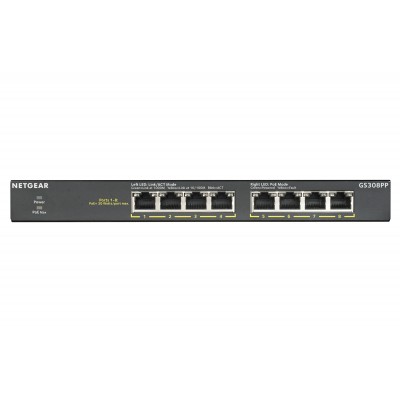 Switch NETGEAR GS308PP Non gestito Gigabit Ethernet 10 100 1000 Supporto Power over Ethernet (PoE) Nero