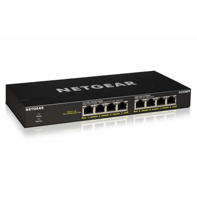 Switch NETGEAR GS308PP Non gestito Gigabit Ethernet 10 100 1000 Supporto Power over Ethernet (PoE) Nero