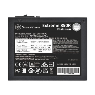 Alimentatore SilverStone SST-EX850R-PM Extreme SFX PSU Platinum 850 Watt