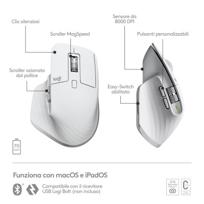 Mouse Logitech MX Master 3S for Mac Grigio