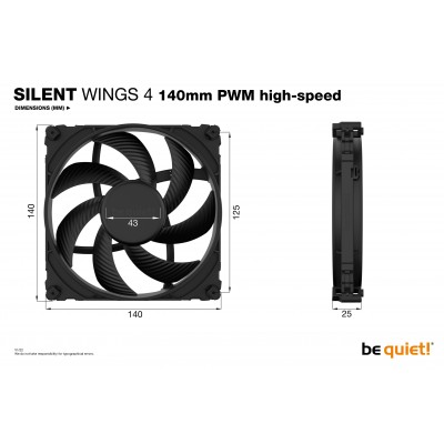 ventola be quiet! Silent Wings 4 PWM 140 mm nero ad alta velocità