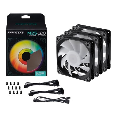 Ventole PHANTEKS M25 PWM DRGB kit da 3 120 mm nero