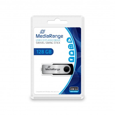 Pendrive MediaRange Flexi Drive 128 GB USB A 2.0 nero argento