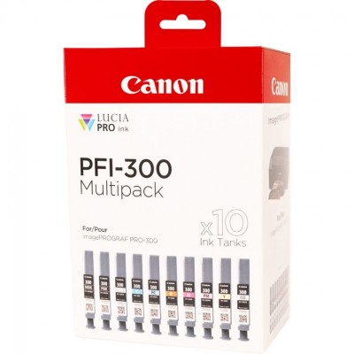 Canon Multipack Nero    ciano   magenta   giallo   ciano   magenta   Rosso   Grigio   Trasparente PFI300 10color 4192C008